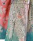 参列振袖[絞り染め]グレーにピンク、青緑ぼかし・藤の花と蝶、金箔[身長168cmまで]No.370